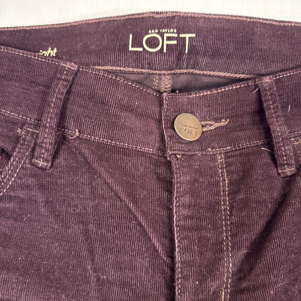 PANTS CORDUROY SKINNY Loft WOMENS 4/27 High Rise Burgundy